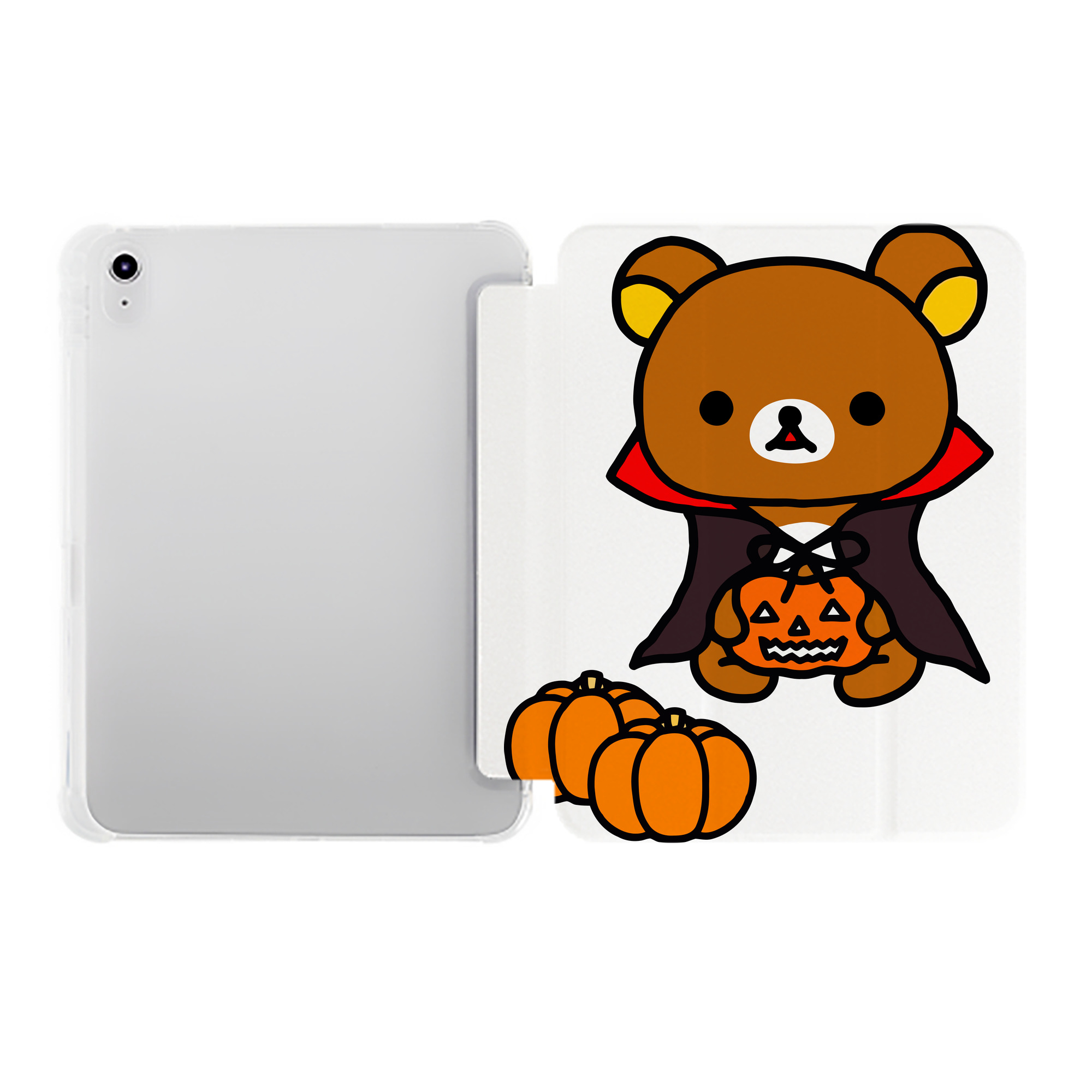 （画像用） リラックマ リラックマ キイロイトリ Rilakkuma Korilakkuma Kiiroitori IPad ケース ペン収納付き 三つ折りスタンド PUレザー×シリコン 対応機種9.5/10.5/10.9インチ